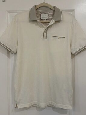 Cactus Cream Polo with Taupe Contrast Trim